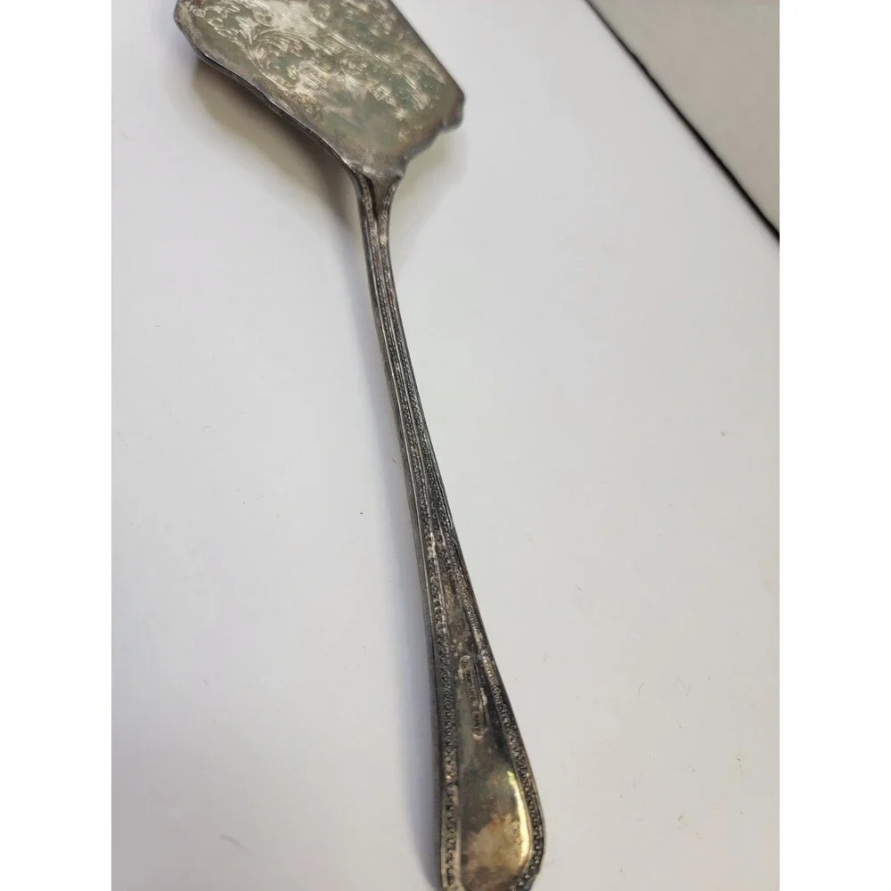 Vintage Italy Silverplated Cake Pie Server Ornate Floral Engraved 12